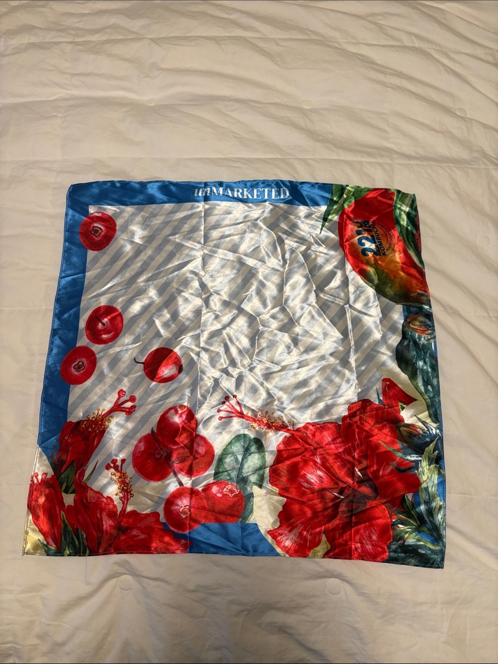 Red Floral Border Silk Scarf